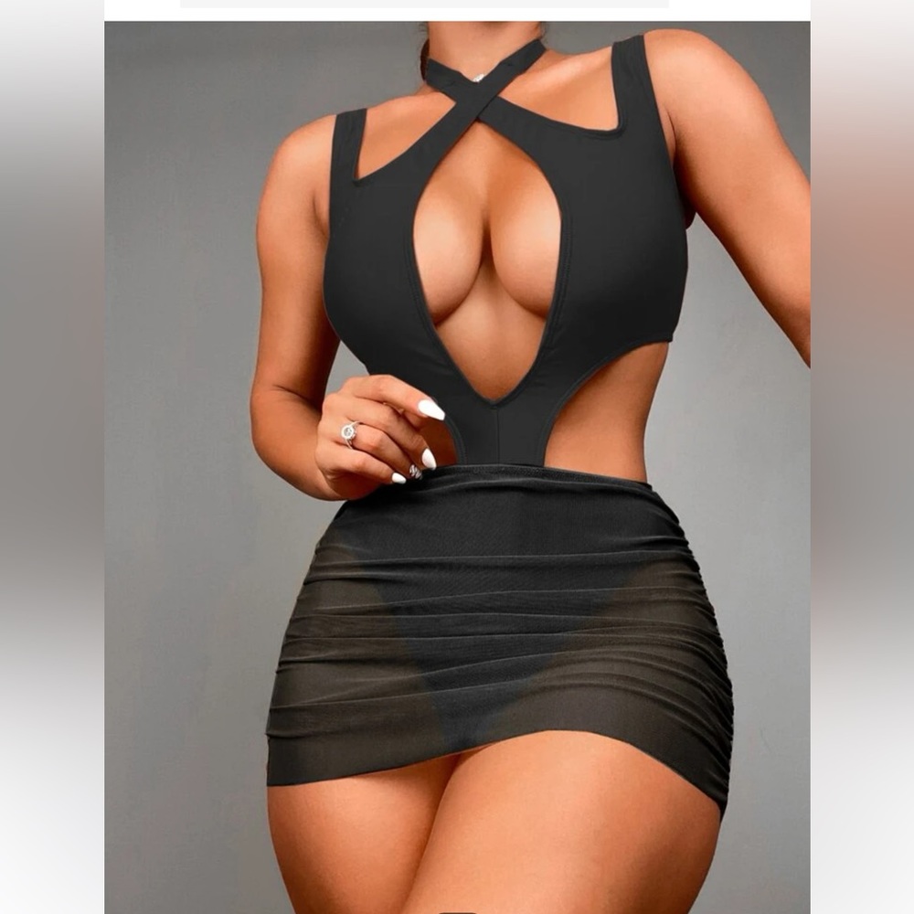 One piece swim with skirt